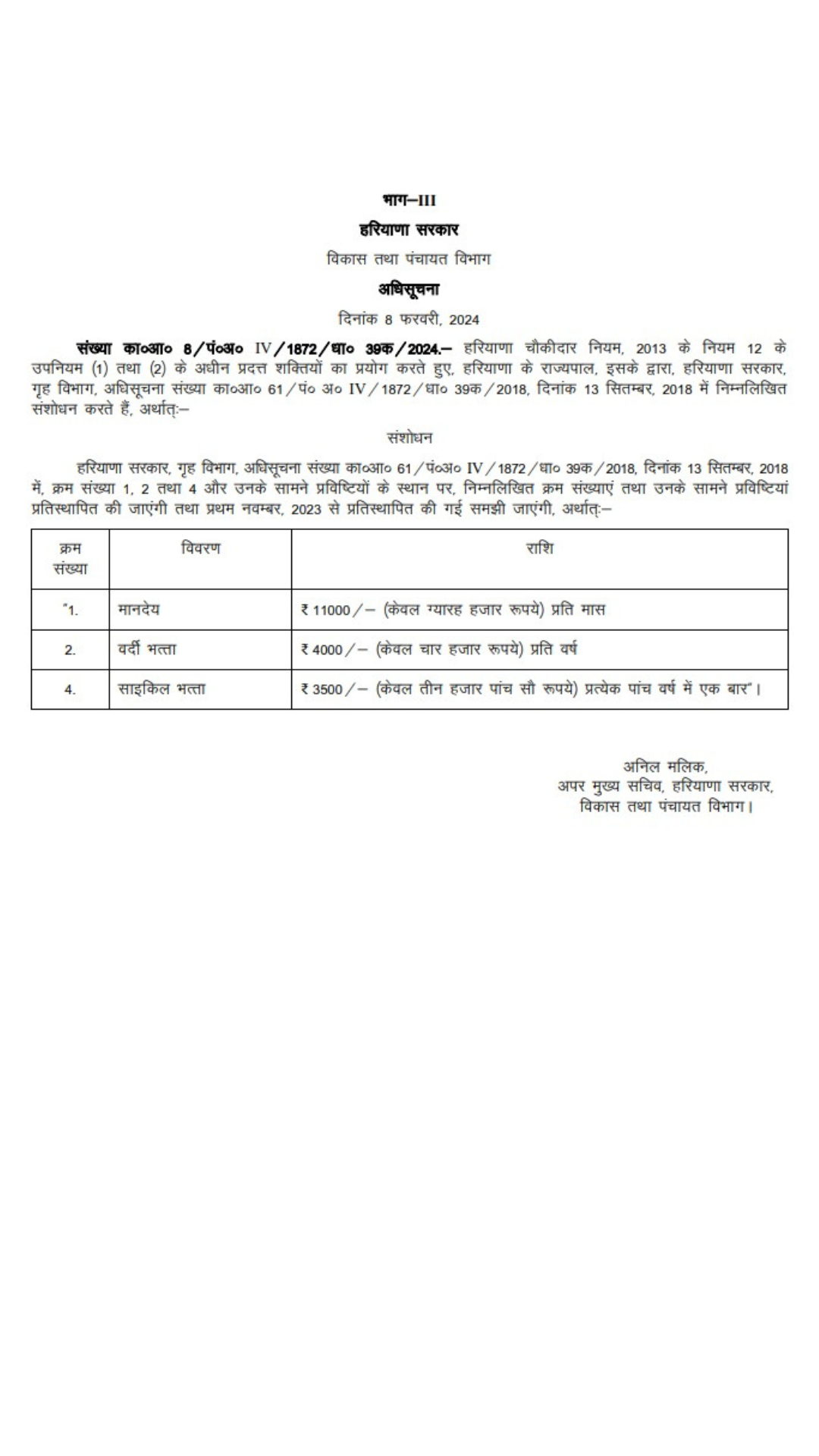 चौकीदारों के लिए बड़ी राहत, सरकार ने लिया फैसला, चौकीदार के मानदेय में 4000 रुपए की बढ़ोतरी 